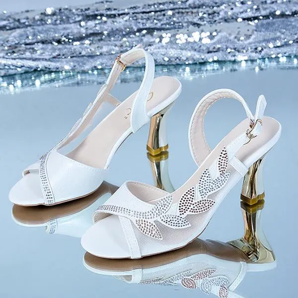 Women's Fashionable Rhinestone Mesh High Heel Sandals 40544008S