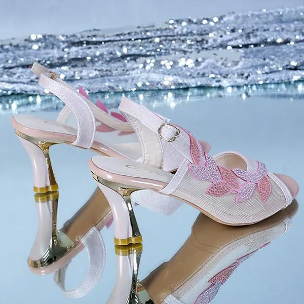 Women's Fashionable Rhinestone Mesh High Heel Sandals 40544008S