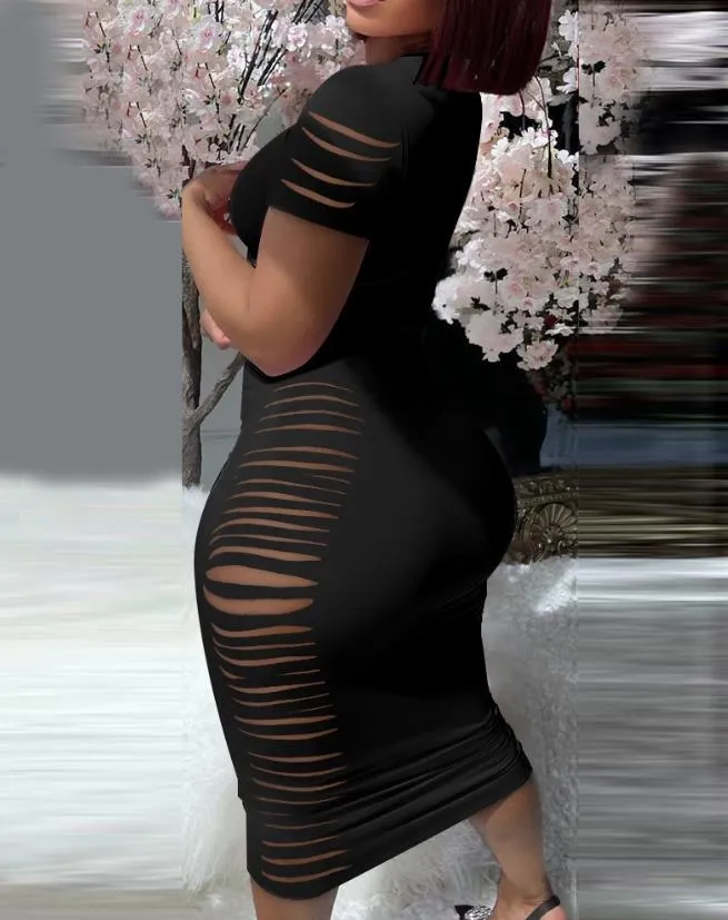 Women's Sexy Ripped 2 Piece Skirt Set