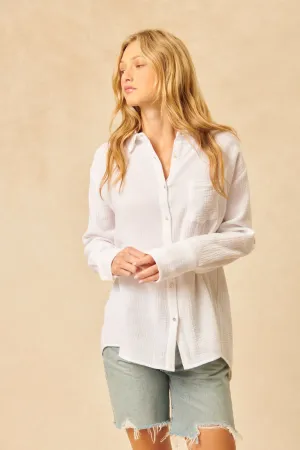 Wyatt Button Up Top - Chalk | John   Jenn